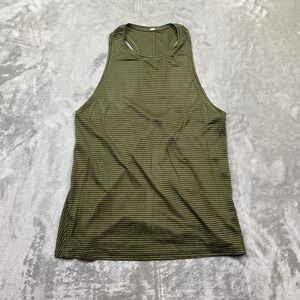 Lululemon Miles Ahead Olive Green Striped Racerback Workout Tank Top Women's 6